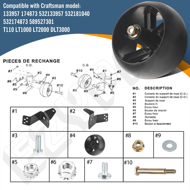 42" Deck 525509501 532181040 Wheel Gauge Kit for Husqvarna AYP