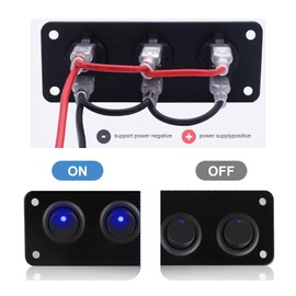 WANGCL Aluminum- Boat Switch Panel 12v Control Panel ON/OFF Toggle Switch Waterproof Rocker Switch Panel with Blue LED Light for Car RV Caravans Trailers Boat