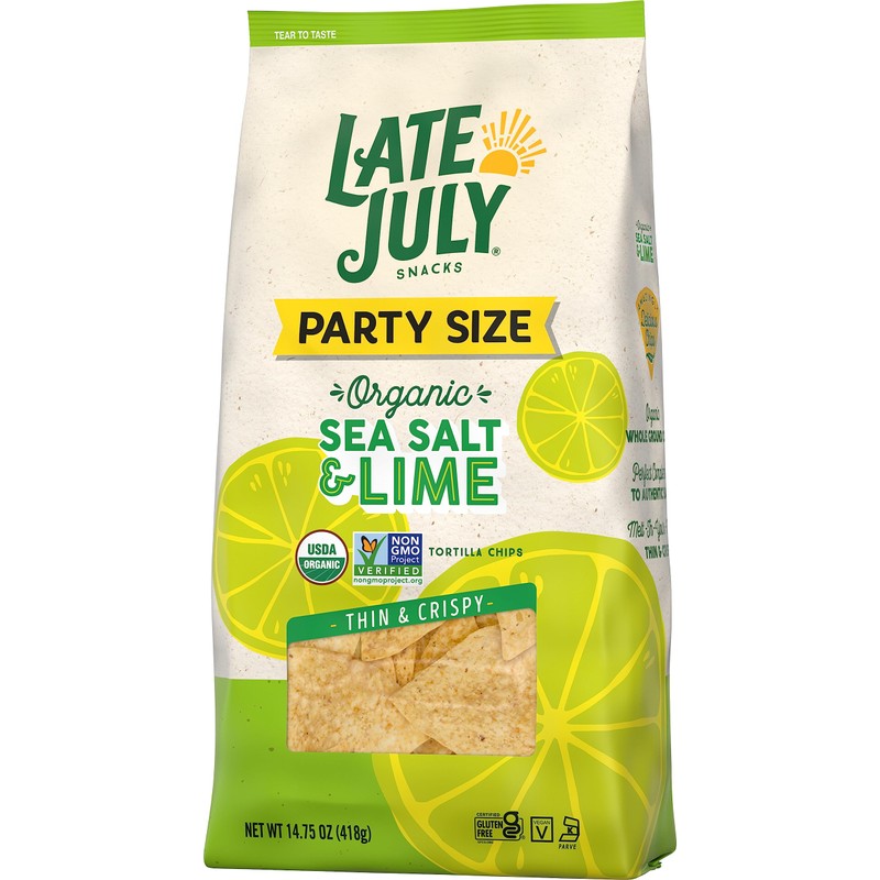 Late July Snacks, Thin & Crispy Organic Tortilla Chips, Sea