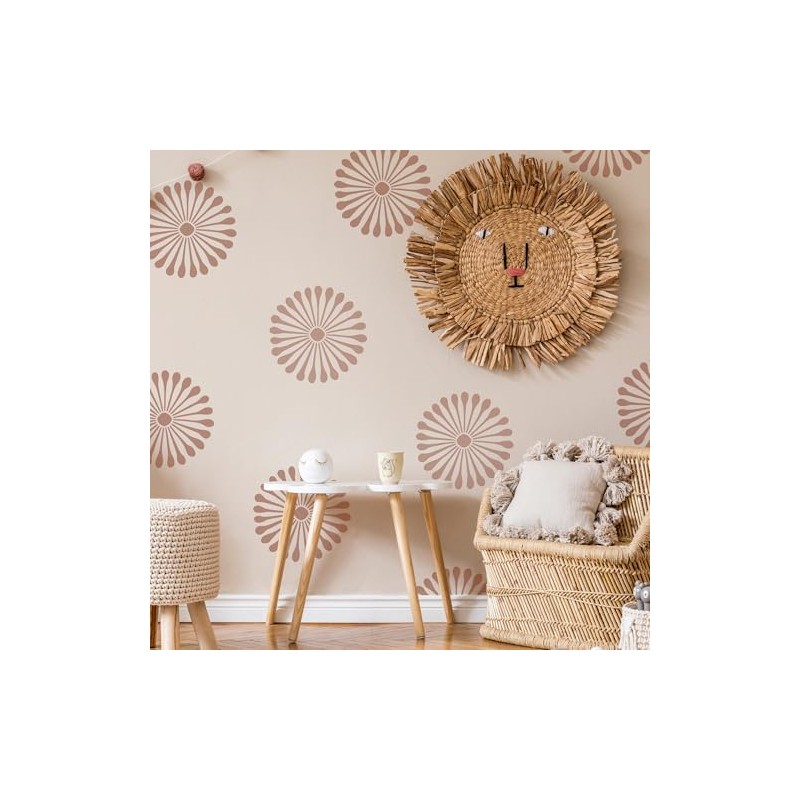 Boho Flowers Wall Stencils, Reusable Template for Painting Large Pattern