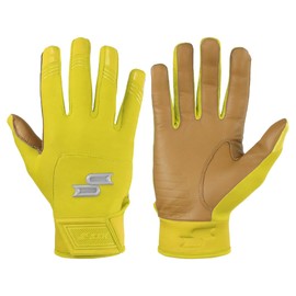 SSK X1 Color Rush Adult Baseball Batting Gloves - Durable Cabretta Leather Palm - 11 Colorways (Yellow, Large)