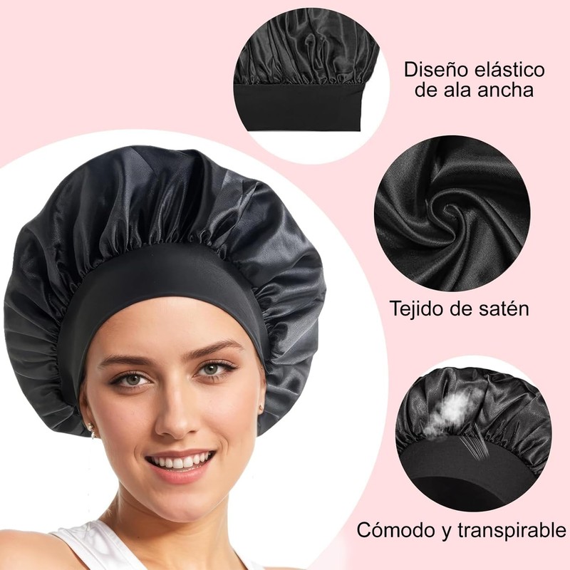 6 Piezas Gorro de Seda para Dormir Ajustable, Capó Gorro