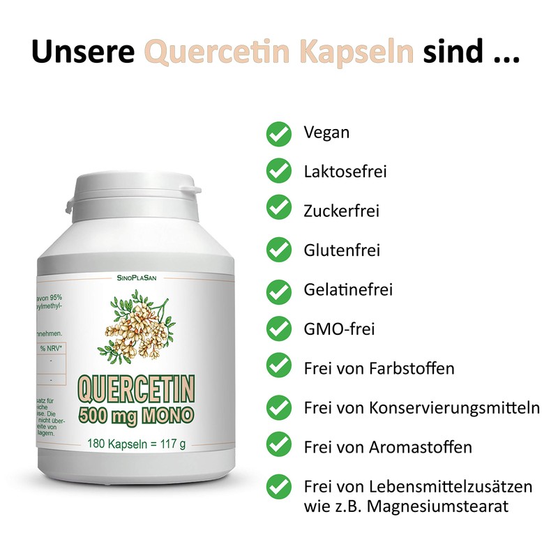 Quercetin 500 mg Mono Capsules without Additives - Made from