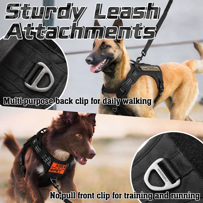rabbitgoo Tactical Dog Harness for Large Dogs, No Pull Military