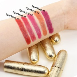 Boobeen Glitter Lipstick Hydrating Lip Balm Sparkling Shine Lip Color Nonstick Highly Pigmented Formula Gives Metallic Finish Lip Makeup for Women and Girls