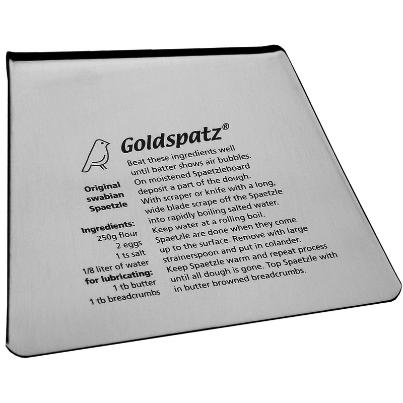 Goldspatz Ergonomic Spaetzle Board & Scraper with Engraved (Spaetzle-Recipe in