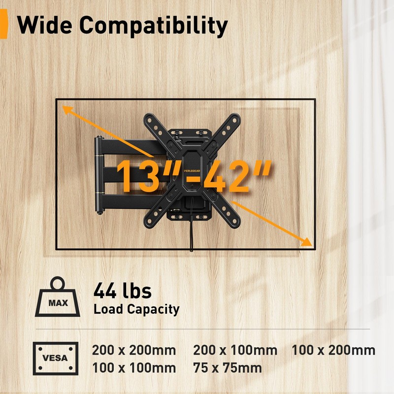 Perlegear Lockable RV TV Mount for 13–43 inch TVs up