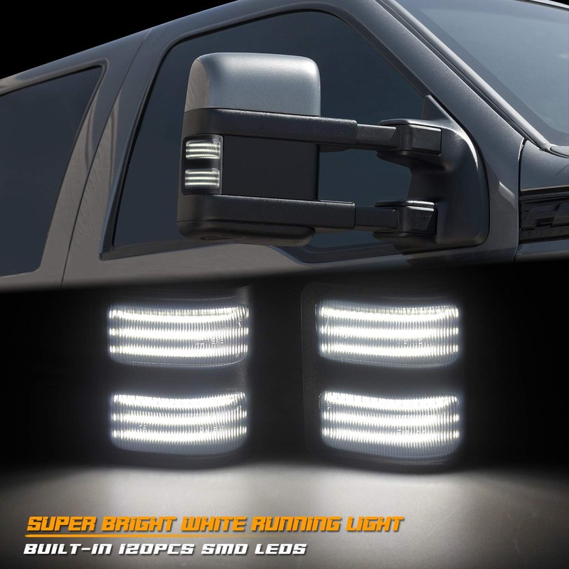 RUXIFEY Sequential Switchback Side Mirror Marker Lights 3-Row LED Turn