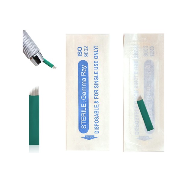 40-Pack Disposable Microblading Needles - 0.18mm 14 Pins Sloped Blades