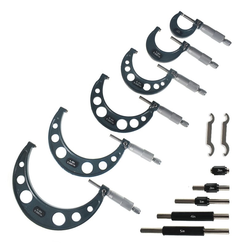 mitoharet 6-Pack Professional Outside Micrometer Set 0-6In / 0.0001In Precision