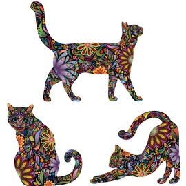 My Wonderful Walls Repositionable Cat Wall Decals in Flower Pattern, Medium, Set of 3