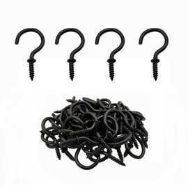 IDEALSV Black Ceiling Screw Hooks, 7/8 Inch Screw-in Light Hanging Cup Hooks (36Pack)
