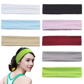 HSUYUN Pack of 8 Women's Sports Headbands, Breathable Sweat-Wicking Hair Band, Soft Headband, Women's Summer, Elastic Hair Bands, Outdoor Sports, Yoga, Dance