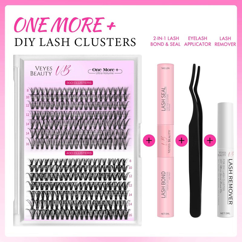 VEYESBEAUTY Lash Clusters Eyelashes Cluster Lashes Extensions One More+ Multi-type