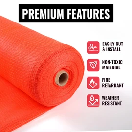 SEALTECH Heavy Duty Safety Debris Netting Rolls - Fire Retardant,1/16" Mesh roll, for Scaffold Enclosure, Visibility Barrier, for Construction & Agricultural Use. (Orange-4 ft X 200 ft)
