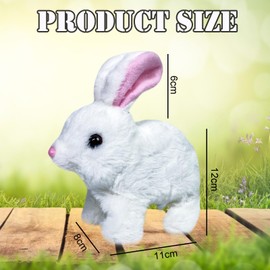 LYINUR Interactive Rabbit Toy with Carrot, Pet Hopping Bunny Toy Plushie, Cute Walking and Talking Jumping Rabbit Toys, Funny Plush Stuffed Bunny Plushies for Birthday, White