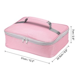 PATIKIL 12.2"x9.6"x2.8" Insulated Lunch Bag, Waterproof Lunch Box with Handle Lunch Tote Bag Portable Food Storage for Office Work Outdoor Picnic, Grey Black