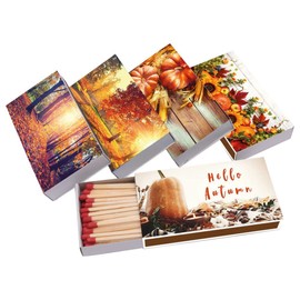 jameitop® XL Matches, 450 Pieces, Autumn Landscape Flowers Motifs, 10 Packs of Matchboxes, 10 cm Matchsticks