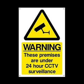 CCTV 24hr Surveillance Plastic Sign with 4 Pre-Drilled Holes - Security, Camera, Closed Circuit TV, Warning Safety (MISC12)