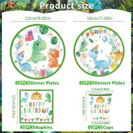 Dinosaur Birthday Tableware Set, Dinosaur Party Tableware Set, Paper Plates, Children's Birthday Party