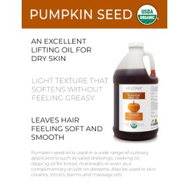 velona Pumpkin Seed Oil USDA Certified Organic - 64 Fl Oz | 100% Pure and Natural Carrier Oil | Unrefined, Cold Pressed | Cooking, Face, Hair, Body & Skin Care | Use Today - Enjoy Result