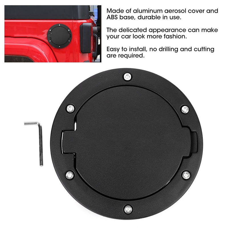 Black Fuel Tank Filler Cap Cover Fits for Jeep Wrangler