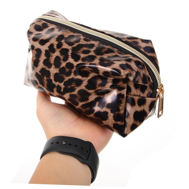 Baluue 2sets Makeup Bags Large Capacity Leopard Print Travel Cosmetic