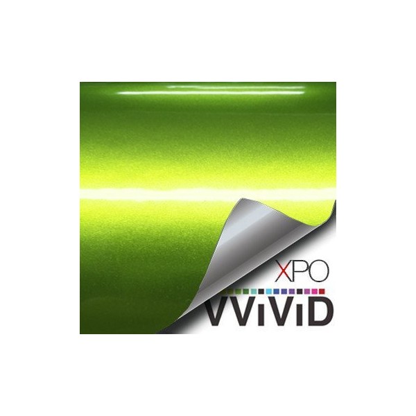 VVIVID XPO Viper Lime Green Liquid Metal Gloss Vinyl Car Wrap Film 1 Foot x 5 Feet Roll DIY Easy to Install No-Mess Decal