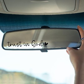 Wuyaoyao 2PCS Trust in God Car Rearview Mirror Stickers, Christian Decals, Auto Window Sticker for Women, Cute Auto Decal, Rear View Mirror Sticker Decoration, Car Accessories (Black)