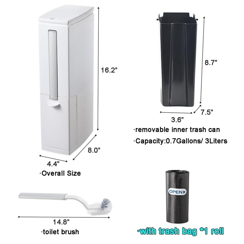 COMODID Slim Bathroom Trash Cans with Lid 4.4 Inches Wide/0.7