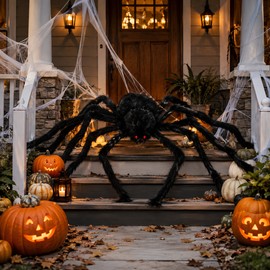 Giant Plush Spider for Halloween Decorating – Bendable Legs & Red Eyes for Porch, Yard, Home & Party Displays