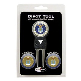 Team Golf Military Air Force Divot Tool with 3 Golf Ball Markers Pack, Markers are Removable Magnetic Double-Sided Enamel