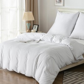 Good Nite Bed Linen 135 x 200 cm 2-Piece Microfibre Duvet Cover with Zip 1 Duvet Cover 135 x 200 cm + 1 Pillowcase 80 x 80 cm White