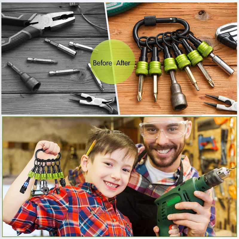 36 Pcs Upgraded Bit Holder Key Chain 1/4 Inch Bit