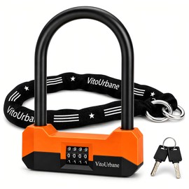 Combination Bike U Lock and Chain Set for Bikes, E-Bikes and Scooters