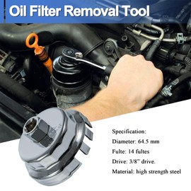 VISVIC Oil Filter Wrench Fit for Toyota, Lexus, Scion 2.0L - 5.7L Engines with Cartridge Style Oil Filter System, 64mm 4 Slots Oil Filter Removal Tool, 901-L-QP-032