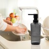 Gray Glass Soap Dispenser Set with Black Pump, 12oz Refillable