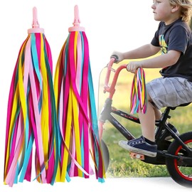 1 Pair Kid's Rainbow Bike Streamers For Girls Boys, 2 Pack Baby's Colorful Bicycle Grips Tassel Ribbons, Carrier Accessories Easy Attach To Scooter's/tricycle's/bike's Handlebars