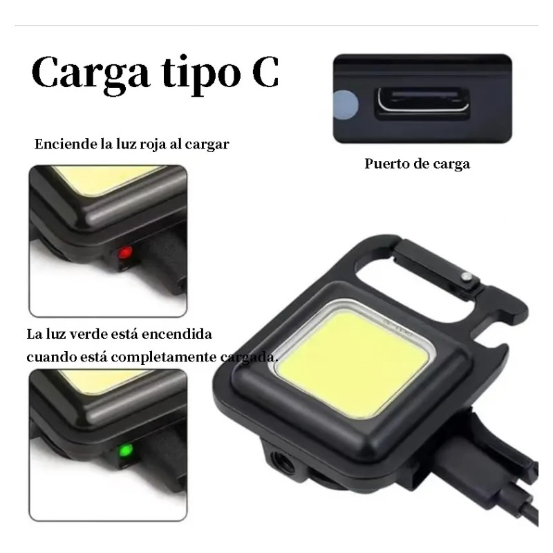10 Piezas Linterna Lampara Recargable Led De Lampara Llavero Blanco