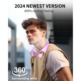 Neck Fan, Personal Fan with LED Indicator, USB-C Charging, Long-Lasting 5200mAh Battery, Hands Free Bladeless Fan with 3 Adjustable Speeds & Ultra-Quiet, Ideal for Home, Travel & Outdoor