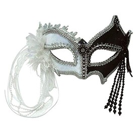 Bristol Novelty EM422 Mask with Tassels | Black/White | Pack of 1 Eye Headband, Womens, One Size