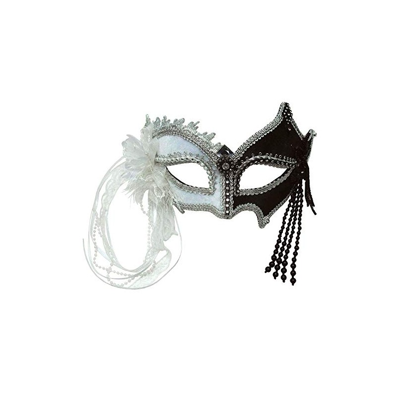 Bristol Novelty EM422 Mask with Tassels | Black/White | Pack