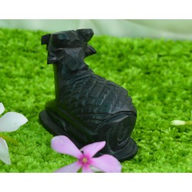 3" Inch Nandi Idol, Nandi Statue Black Marble God Nandi Sculpture Shiv Sevak, Animal Figurine Sacred Bull, of Shiva & Parvati Nandeshwara