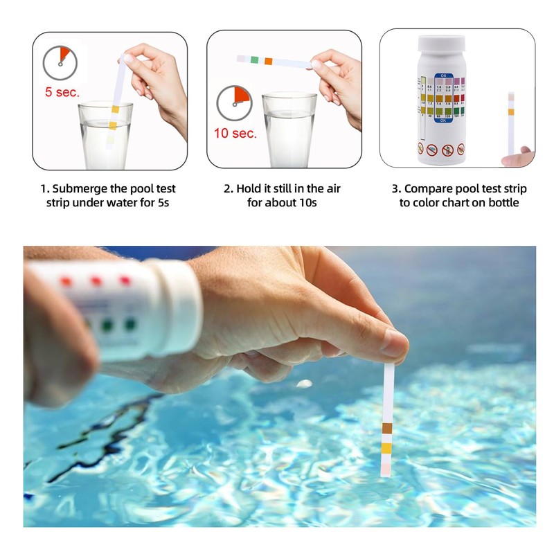 Three in one water test strips, pH test strips, pH