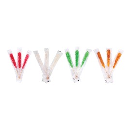 Bayside Candy Rock Candy Wrapped Sticks – Assorted and Individual Flavors – Old-Fashioned Sugar Crystal on a Stick (100ct, Red, White, Green & Gold (Christmas Colors))