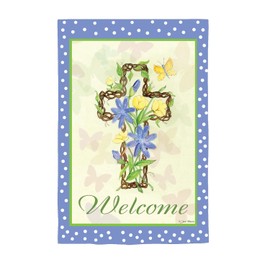Evergreen Flag Easter Welcome Garden Flags 12x18 double sided | Small Garden Flags For Outside | Happy Easter Garden Flag Home Décor for Yards Gardens Porch