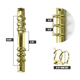 Performore 3 Pack of A5 Notebook Mechanism Replacement Kit, 20mm 6-Ring Metal Binder Mechanisms for Loose Leaf Notebook Planner Binding Accessories, Screws Included (Gold)