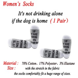 JXGZSO Dog Mom Socks Dog Lover Gift It's Not Drinking Alone If The Dog Is Home Funny Wine Socks (Dog Is Home)