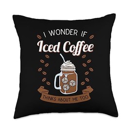 Iced Coffee Cold Brew Lover Apparel Iced Coffee Cold Brew Latte Caffeine Espresso Coffeeholic Throw Pillow, 18x18, Multicolor