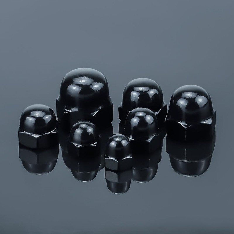 3/8-16 Black Acorn Hex Cap Nuts (20 pcs), 304 Stainless